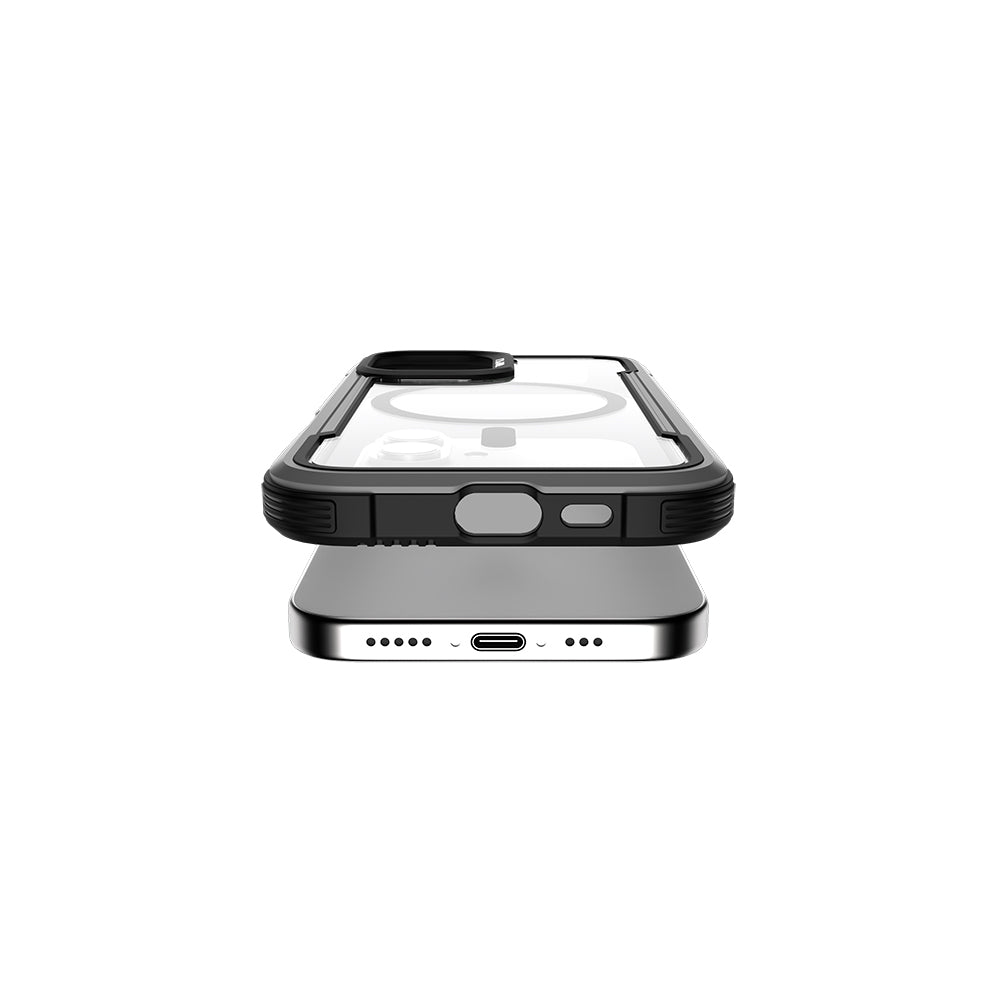 Apple iPhone 16 Kılıf M-safe Şarj Özellikli Airbagli Raptic Shield Serisi Şeffaf Arka Yüzey Kapak Kahverengi