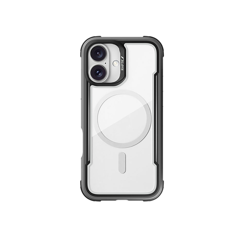 Apple iPhone 16 Kılıf M-safe Şarj Özellikli Airbagli Raptic Shield Serisi Şeffaf Arka Yüzey Kapak Siyah