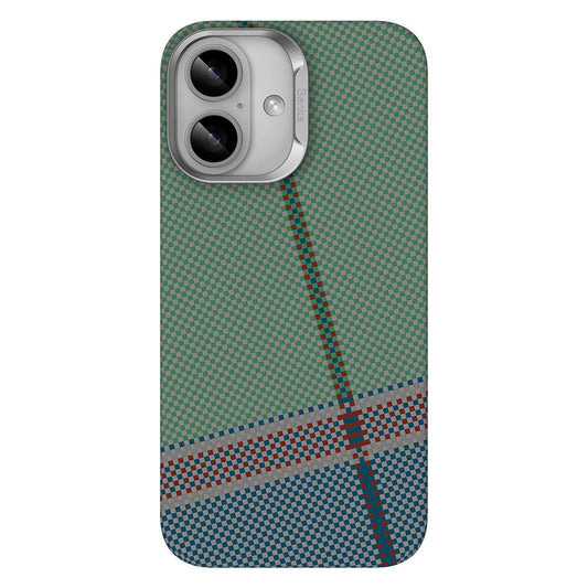 Apple iPhone 16 Kılıf M-safe Şarj Özellikli Karbon Fiber Tasarımlı Benks Passion Green ArmorAir Kevlar Kapak