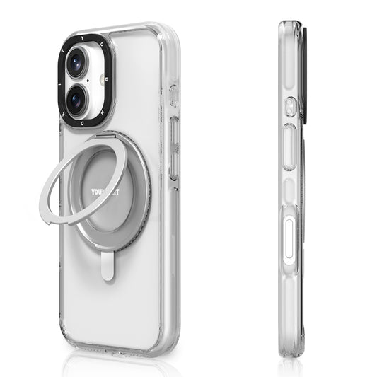 Apple iPhone 16 Kılıf M-safe Şarj Özellikli Parmak Ring Standlı Youngkit Pivot Serisi Kapak