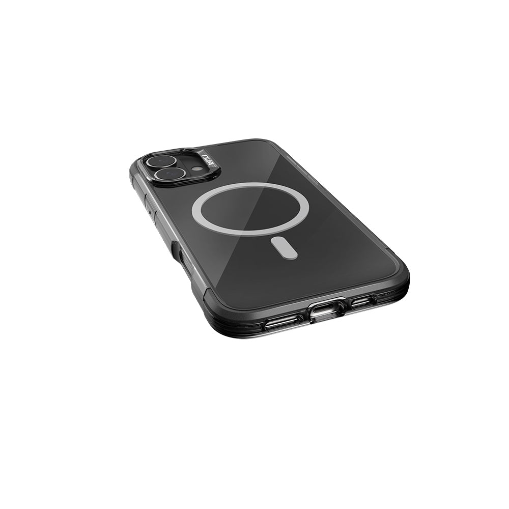 Apple iPhone 16 Kılıf M-safe Şarj Özellikli Raptic Air Serisi Airbag Tasarımlı Metal Köşelikli Şeffaf Kapak Siyah