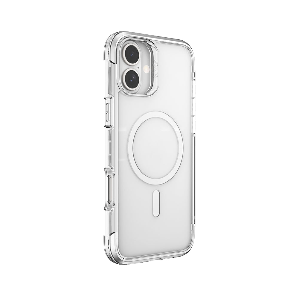 Apple iPhone 16 Kılıf M-safe Şarj Özellikli Raptic Air Serisi Airbag Tasarımlı Metal Köşelikli Şeffaf Kapak Siyah