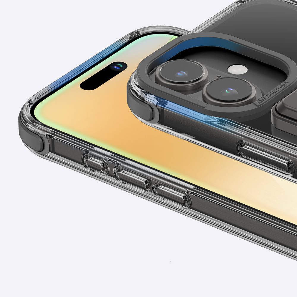 Apple iPhone 16 Kılıf M-safe Şarj Özellikli Standlı Set Amazingthing Omni Adventure Serisi Kapak Siyah