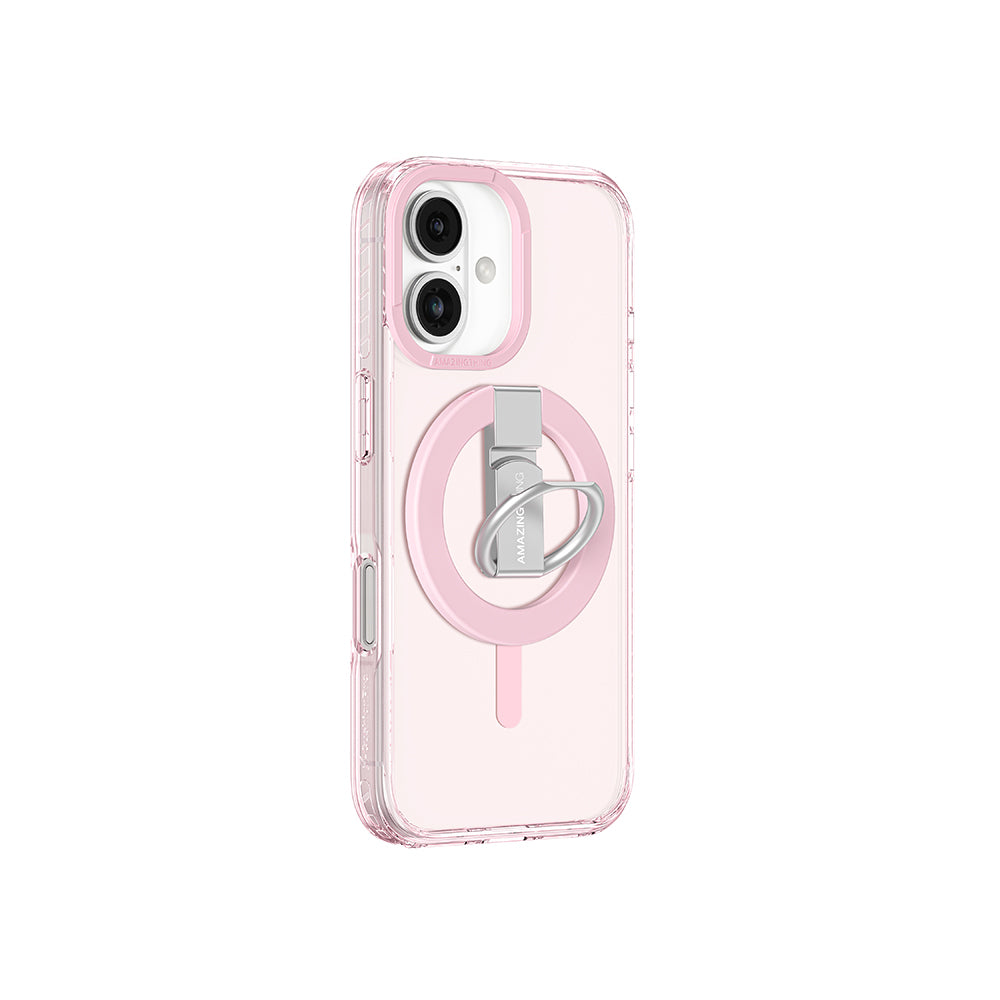 Apple iPhone 16 Kılıf M-safe Şarj Özellikli Yüzük Standlı Amazingthing Titan Pro Serisi Kapak Siyah
