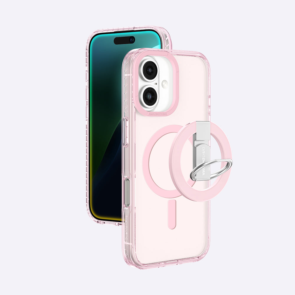Apple iPhone 16 Kılıf M-safe Şarj Özellikli Yüzük Standlı Amazingthing Titan Pro Serisi Kapak Siyah