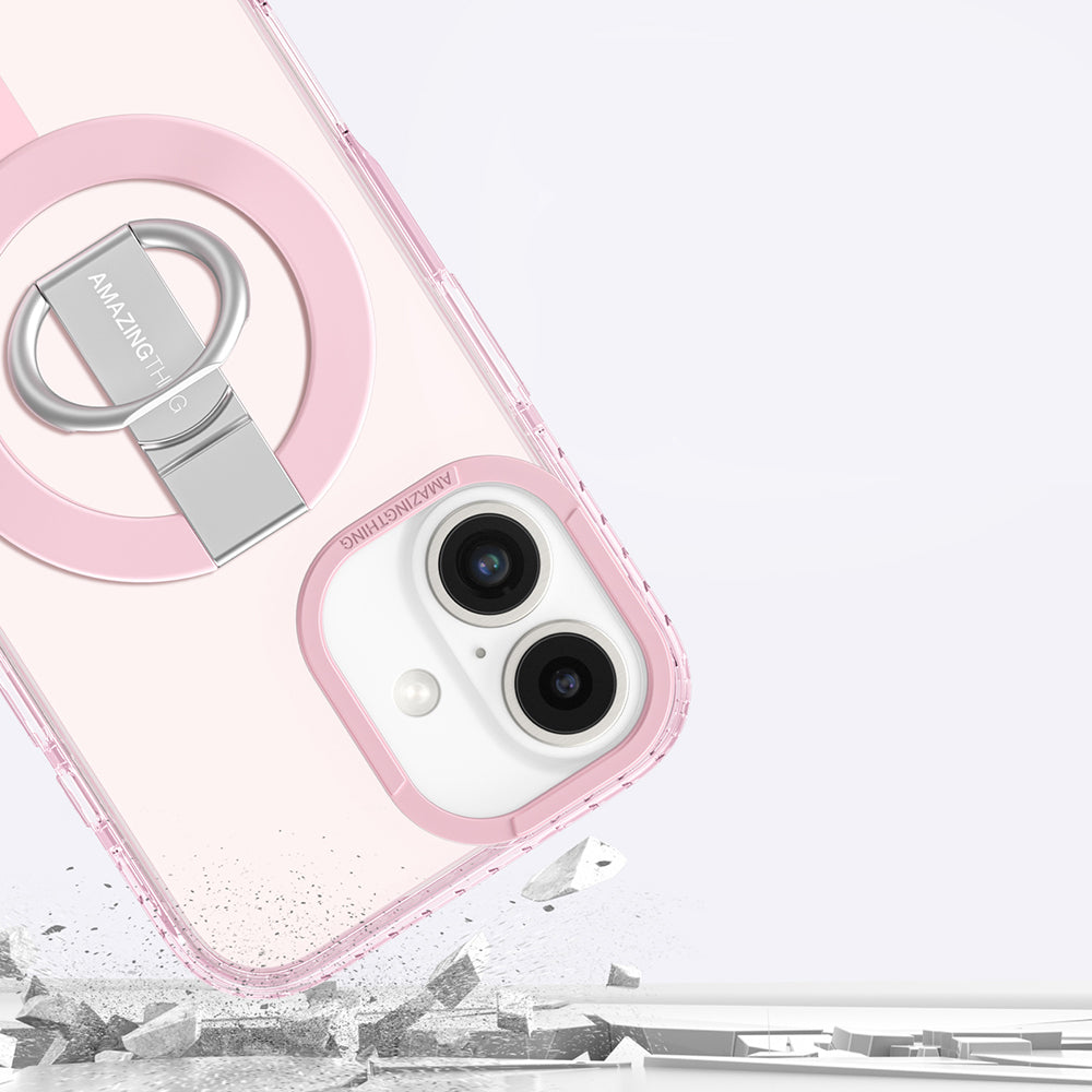 Apple iPhone 16 Kılıf M-safe Şarj Özellikli Yüzük Standlı Amazingthing Titan Pro Serisi Kapak Siyah