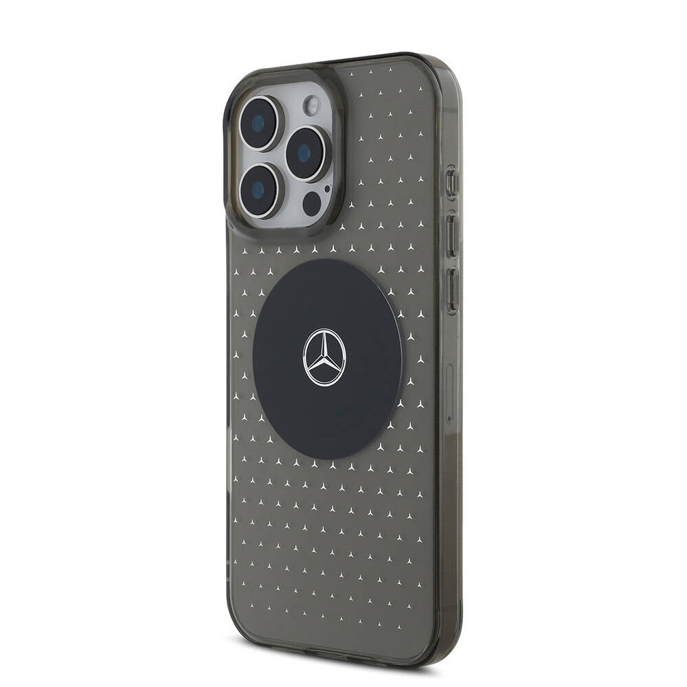 Apple iPhone 16 Pro Max Kılıf Mercedes Benz Orjinal Lisanslı M-safe Şarj Özellikli Yıldız Desenli Transparan Kapak Siyah