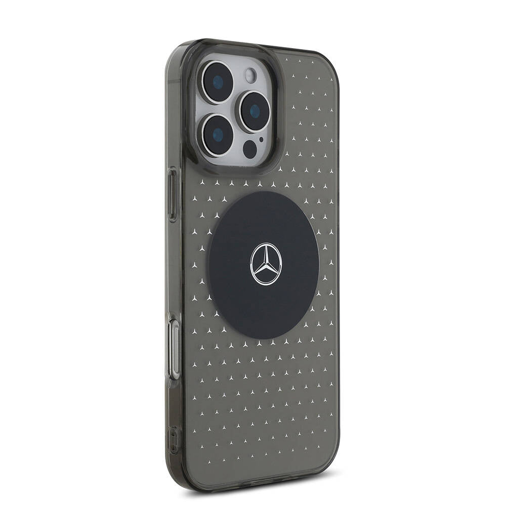 Apple iPhone 16 Pro Max Kılıf Mercedes Benz Orjinal Lisanslı M-safe Şarj Özellikli Yıldız Desenli Transparan Kapak Siyah