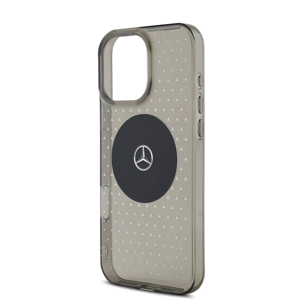 Apple iPhone 16 Pro Max Kılıf Mercedes Benz Orjinal Lisanslı M-safe Şarj Özellikli Yıldız Desenli Transparan Kapak Siyah