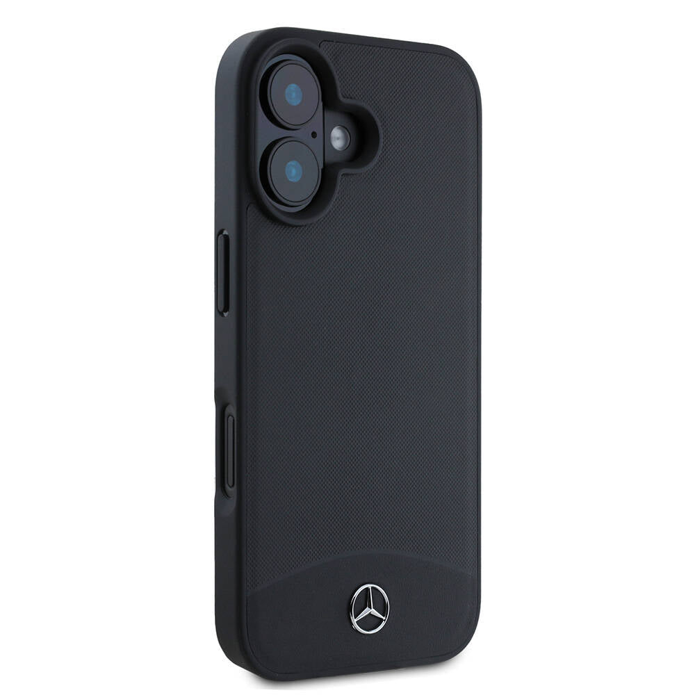 Apple iPhone 16 Kılıf Mercedes Benz Orjinal Lisanslı M-safe Şarj Özellikli Dokulu ve Düz Deri Kapak Siyah