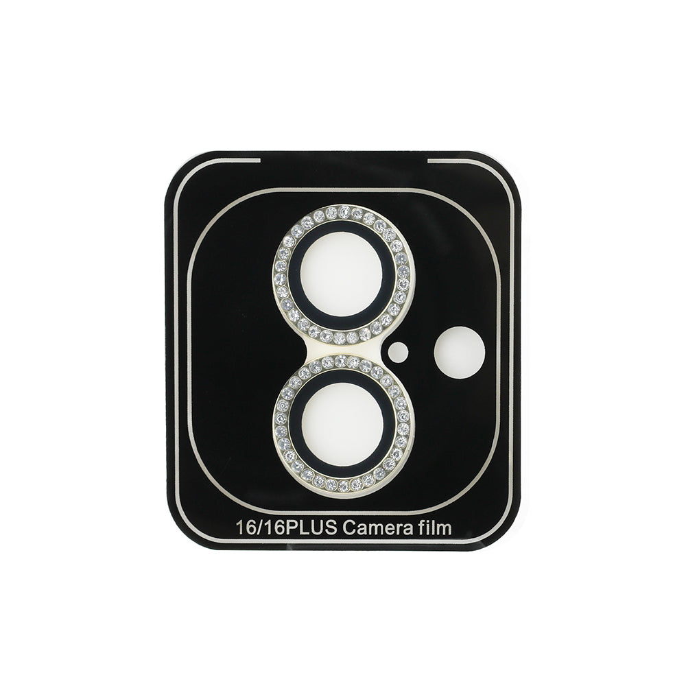 Apple iPhone 16 Plus Guess Orjinal Lisanslı Rhinestone Ekran Koruyucu + Lens Koruyucu 2in1 Aksesuar Seti Gümüş