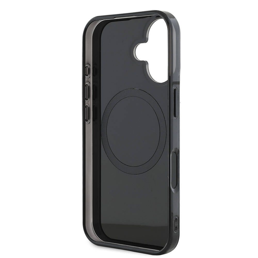 Apple iPhone 16 Plus Kılıf AMG Orjinal Lisanslı M-safe Şarj Özellikli Çift Katmanlı Kırmızı Çapraz Çizgili Kapak Siyah-Kırmızı