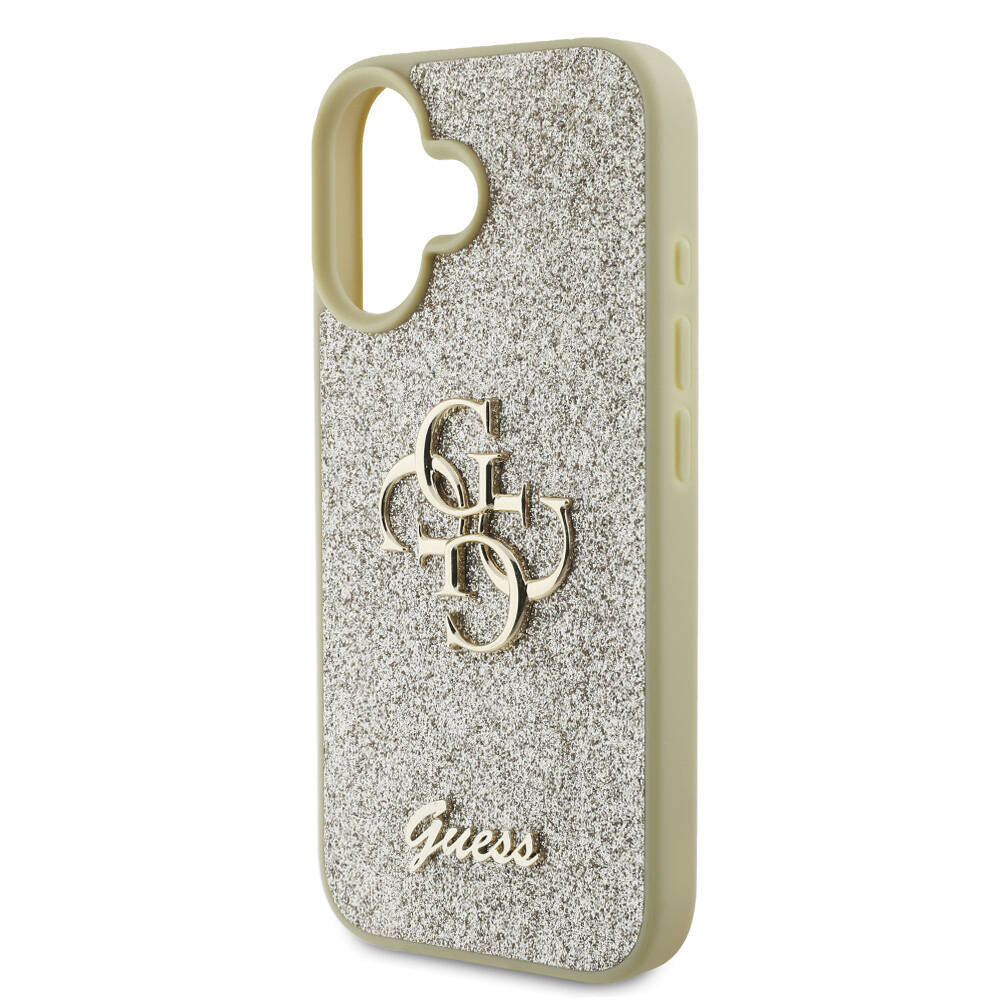 Apple iPhone 16 Plus Kılıf Guess Orjinal Lisanslı 4G Büyük Metal Logolu Glitter Kapak Siyah