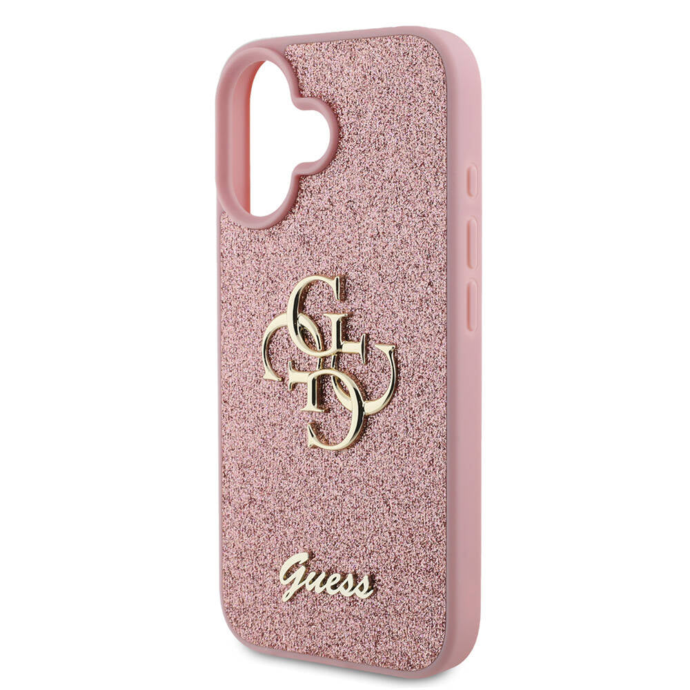 Apple iPhone 16 Plus Kılıf Guess Orjinal Lisanslı 4G Büyük Metal Logolu Glitter Kapak Siyah