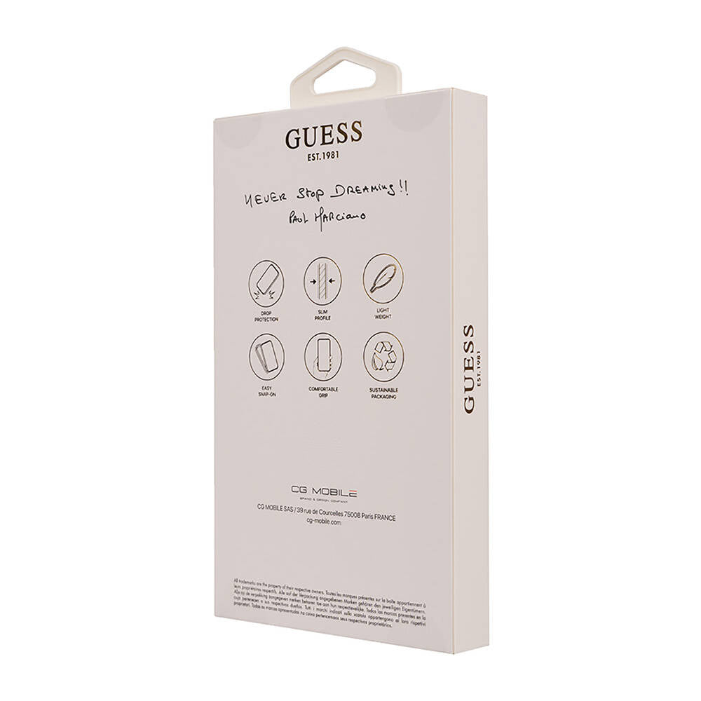 Apple iPhone 16 Plus Kılıf Guess Orjinal Lisanslı M-safe Şarj Özellikli 4G Desenli Yazı Logolu Peony Kapak Pembe