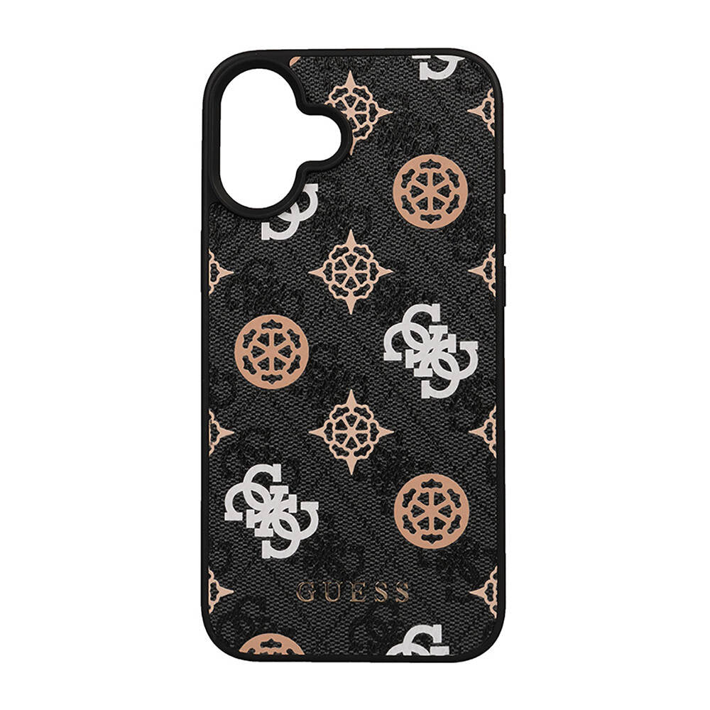 Apple iPhone 16 Plus Kılıf Guess Orjinal Lisanslı M-safe Şarj Özellikli 4G Desenli Yazı Logolu Peony Kapak Pembe