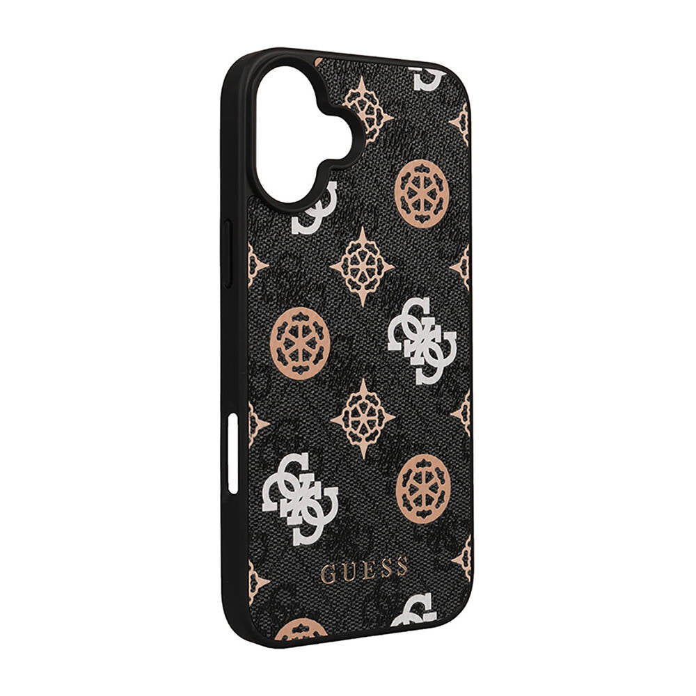 Apple iPhone 16 Plus Kılıf Guess Orjinal Lisanslı M-safe Şarj Özellikli 4G Desenli Yazı Logolu Peony Kapak Pembe