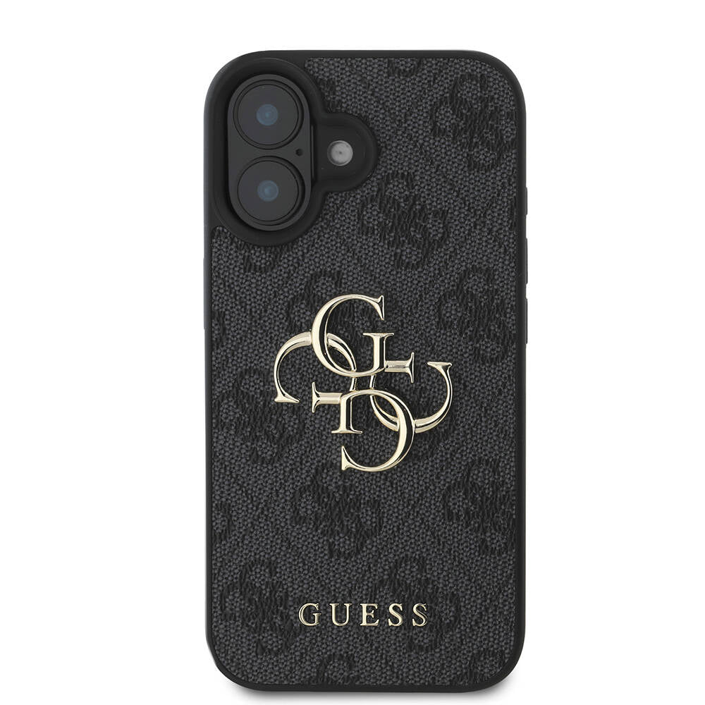 Apple iPhone 16 Plus Kılıf Guess Orjinal Lisanslı PU Deri 4G Desenli Metal Büyük 4G ve Yazı Logolu Kapak Pembe