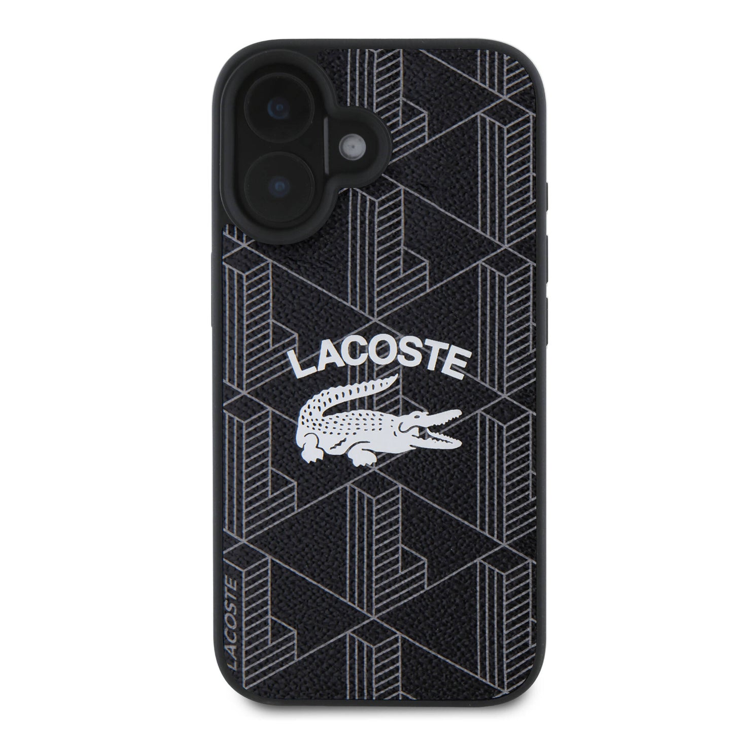 Apple iPhone 16 Plus Kılıf Lacoste Orjinal Lisanslı M-safe Şarj Özellikli Mono Vintage Logo Kapak Siyah