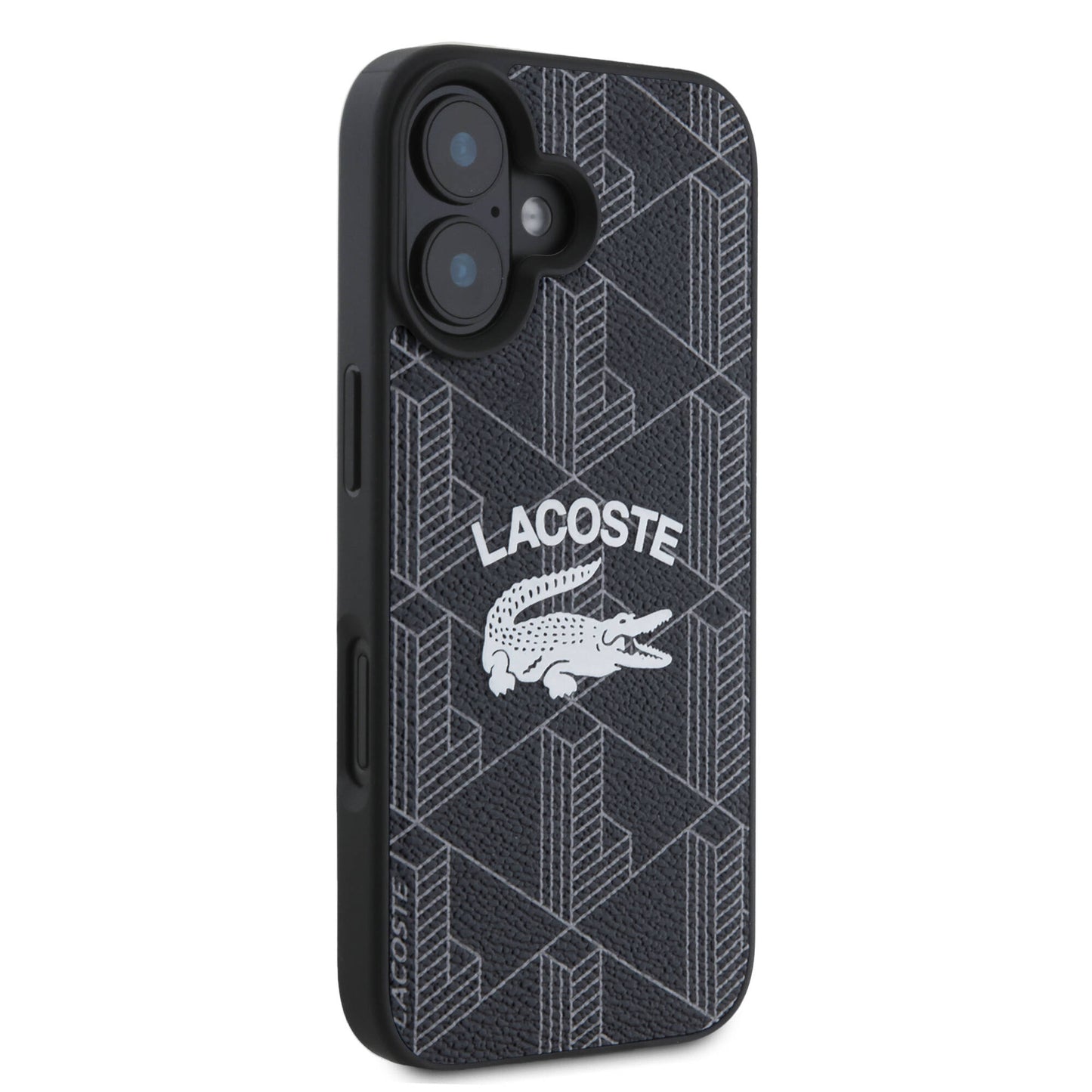 Apple iPhone 16 Plus Kılıf Lacoste Orjinal Lisanslı M-safe Şarj Özellikli Mono Vintage Logo Kapak Siyah