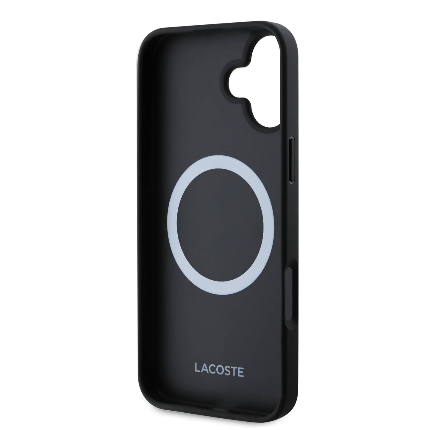 Apple iPhone 16 Plus Kılıf Lacoste Orjinal Lisanslı M-safe Şarj Özellikli Mono Vintage Logo Kapak Siyah