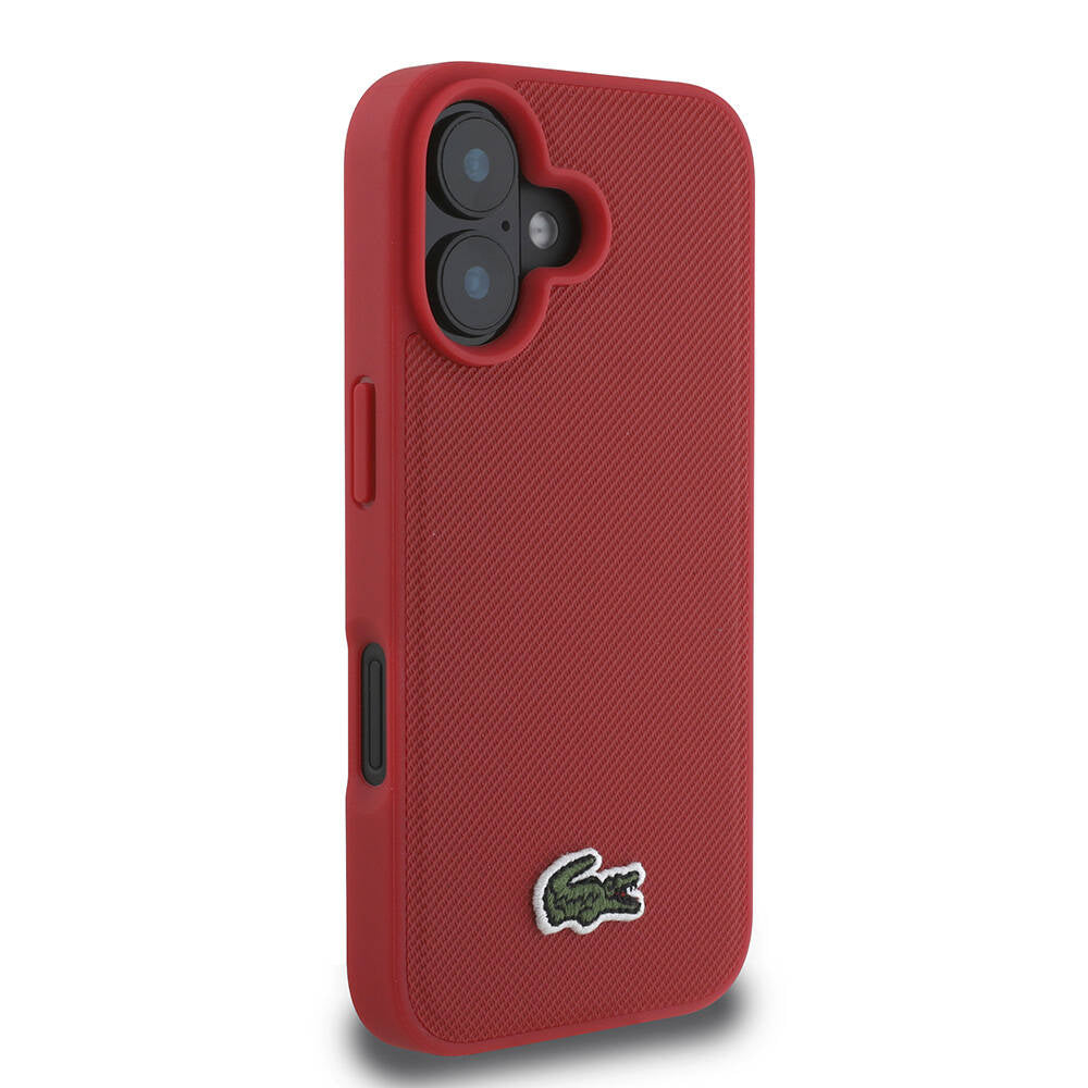 Apple iPhone 16 Plus Kılıf Lacoste Orjinal Lisanslı PU Pike Desenli Arka Yüzey İkonik Timsah Dokuma Logolu Kapak Yeşil
