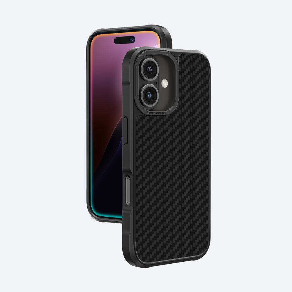 Apple iPhone 16 Plus Kılıf M-safe Şarj Özellikli 1500D Aramid Fiber Amazingthing Titan Max Serisi Kapak Siyah