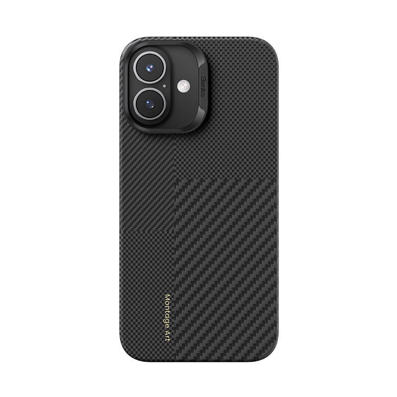 Apple iPhone 16 Plus Kılıf M-safe Şarj Özellikli Karbon Fiber Benks Montage ArmorAir Kevlar Kapak Siyah