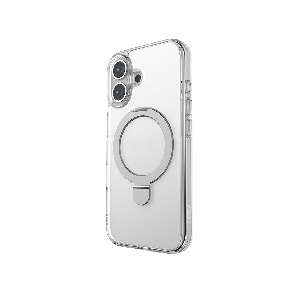 Apple iPhone 16 Plus Kılıf M-safe Şarj Özellikli Raptic Air Stand Serisi Buzlu Transparan Tasarımlı Standlı Kapak Şeffaf