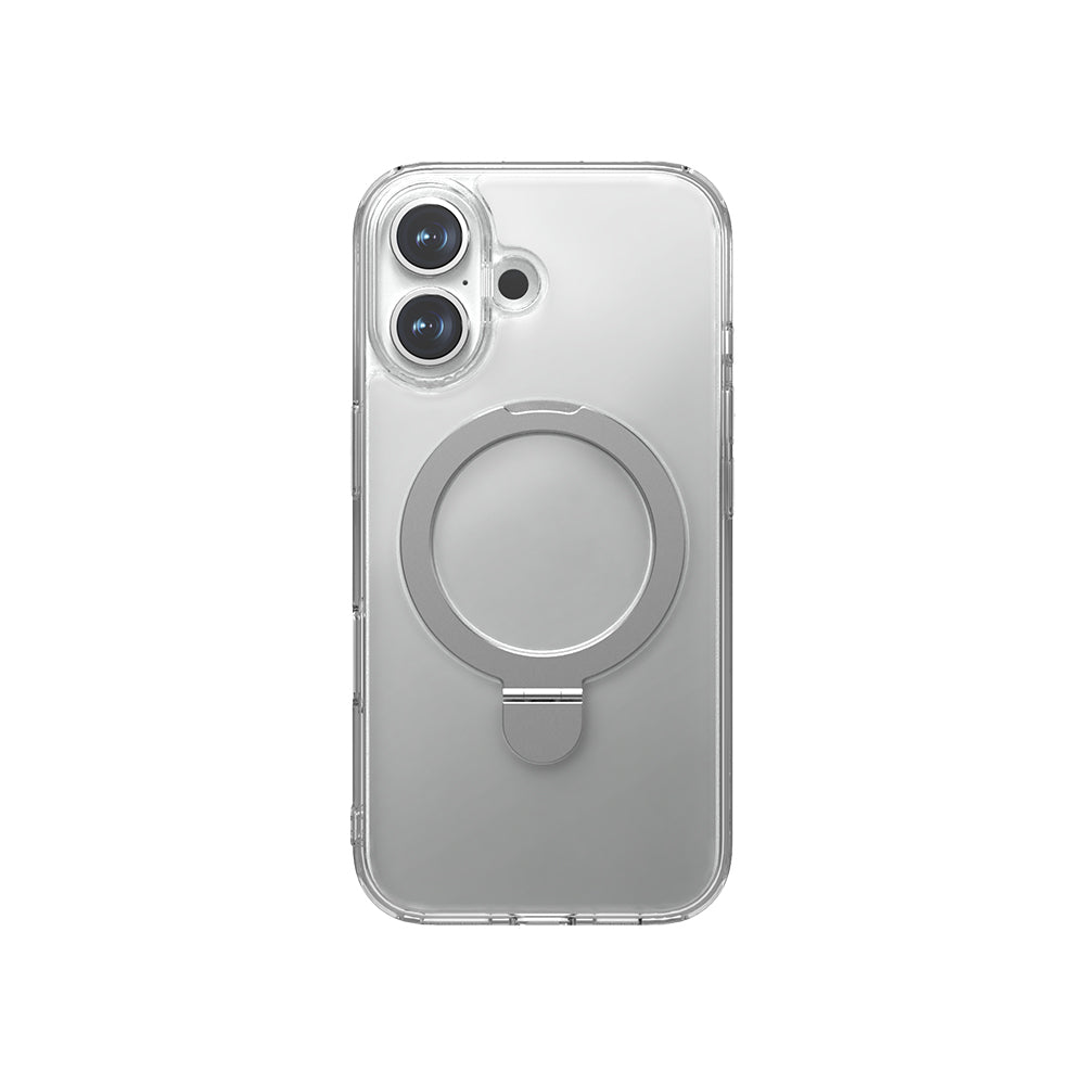 Apple iPhone 16 Plus Kılıf M-safe Şarj Özellikli Raptic Air Stand Serisi Buzlu Transparan Tasarımlı Standlı Kapak Şeffaf