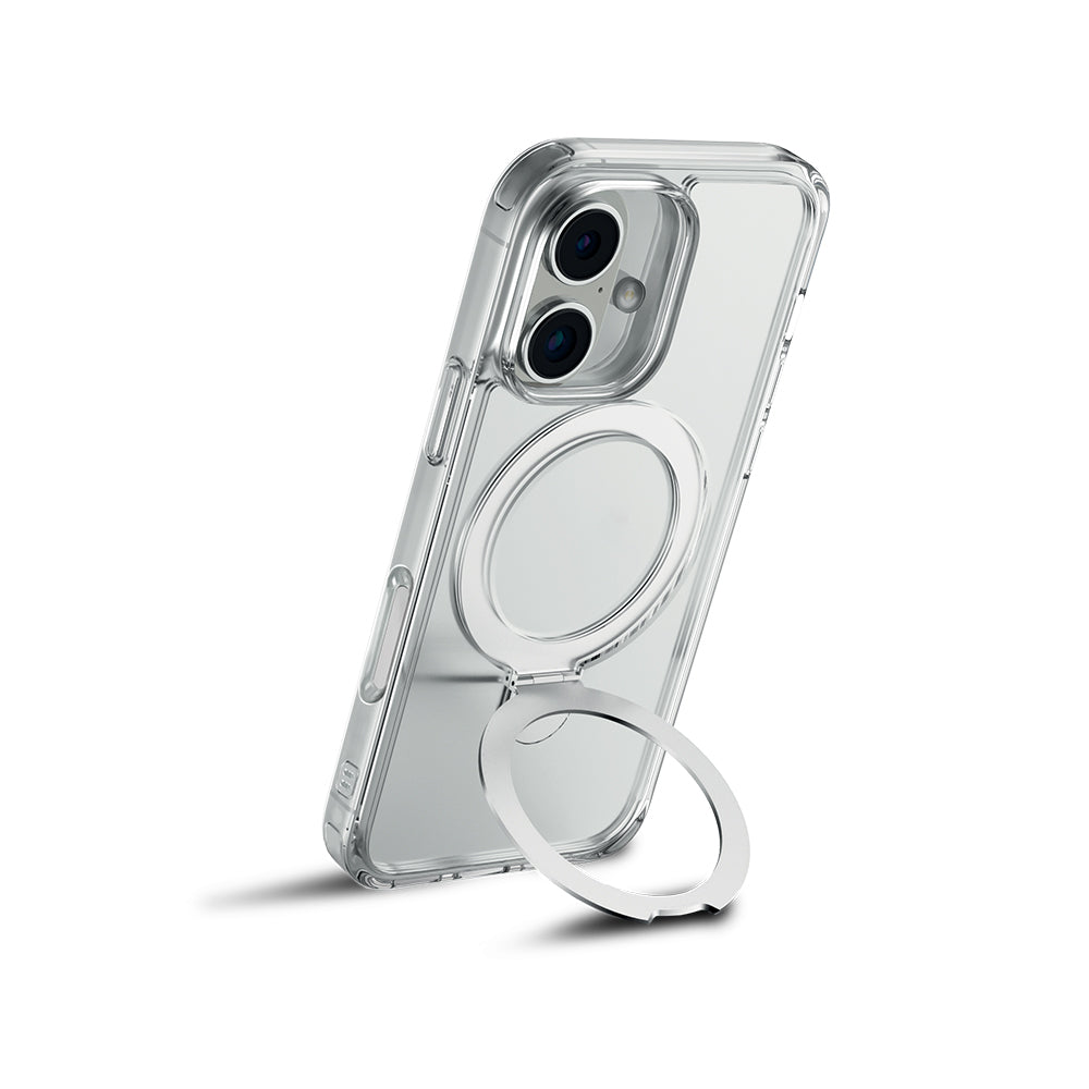 Apple iPhone 16 Plus Kılıf M-safe Şarj Özellikli Raptic Air Stand Serisi Buzlu Transparan Tasarımlı Standlı Kapak Şeffaf