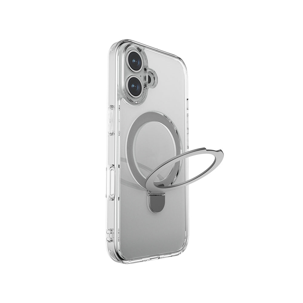 Apple iPhone 16 Plus Kılıf M-safe Şarj Özellikli Raptic Air Stand Serisi Buzlu Transparan Tasarımlı Standlı Kapak Şeffaf