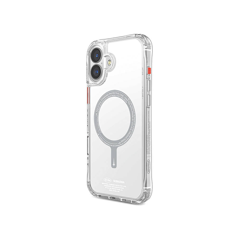 Apple iPhone 16 Plus Kılıf M-safe Şarj Özellikli Şeffaf Airbag Tasarımlı Skinarma Saido Kapak Pembe