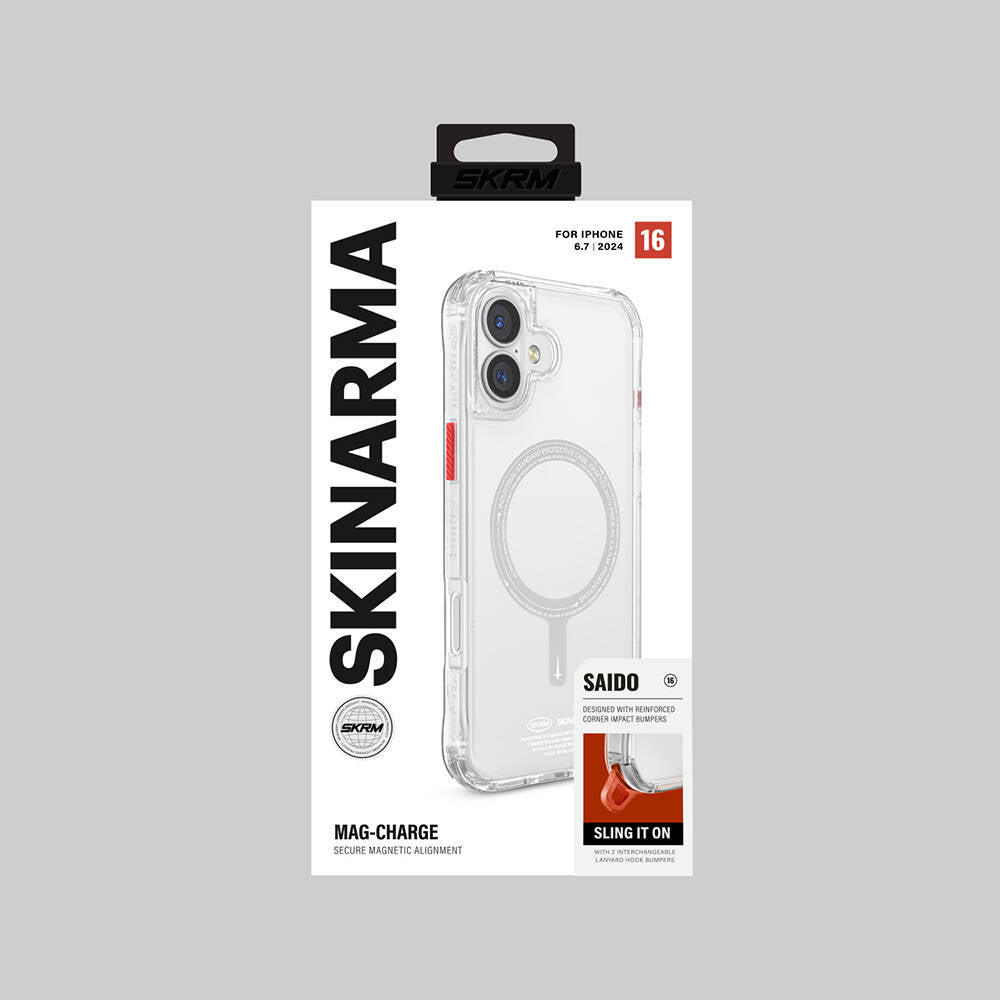 Apple iPhone 16 Plus Kılıf M-safe Şarj Özellikli Şeffaf Airbag Tasarımlı Skinarma Saido Kapak Mavi