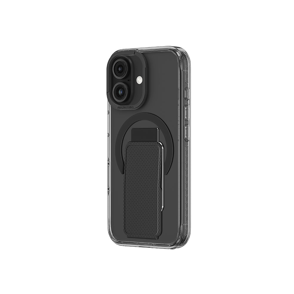 Apple iPhone 16 Plus Kılıf M-safe Şarj Özellikli Standlı Amazingthing Titan Pro Plus Kapak Siyah