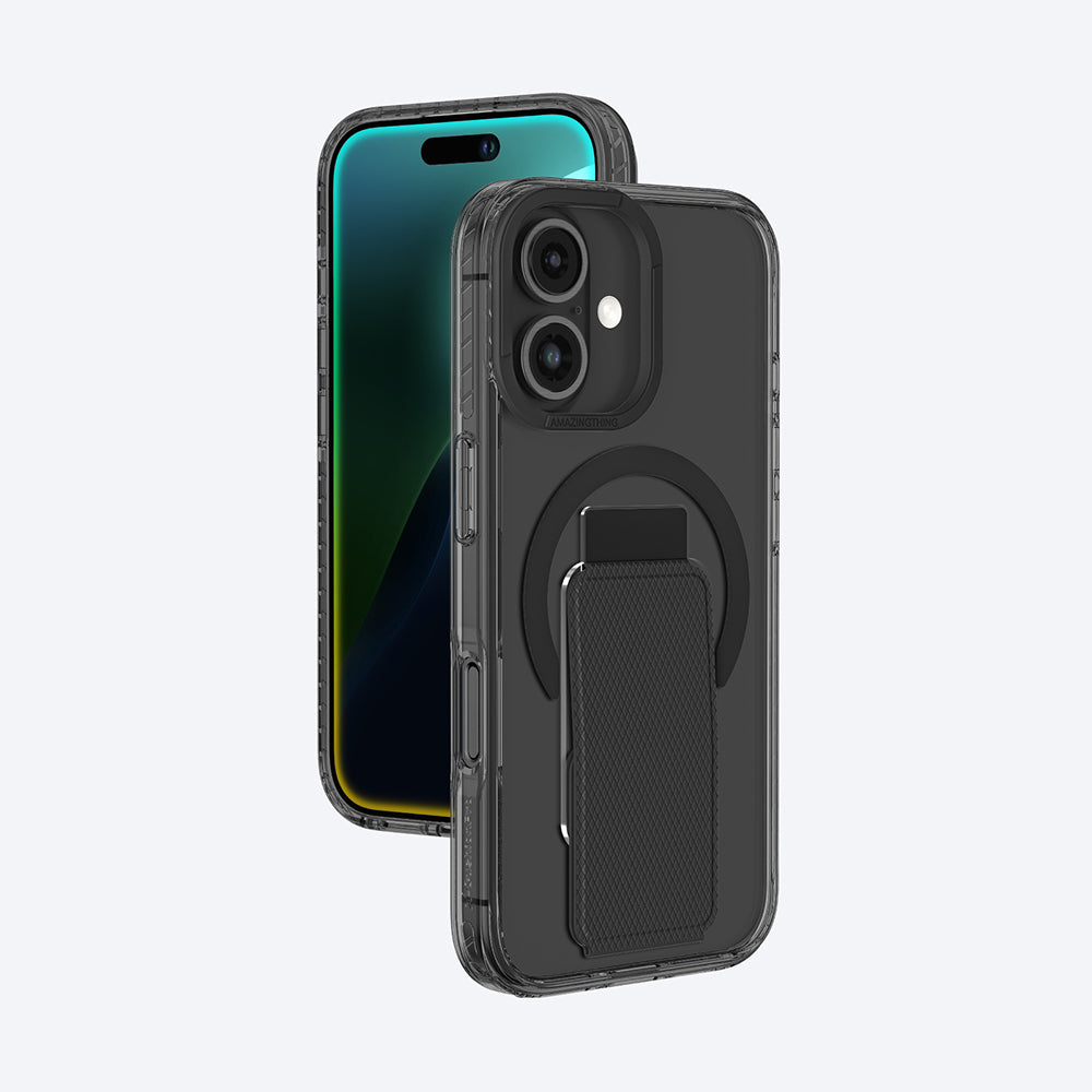 Apple iPhone 16 Plus Kılıf M-safe Şarj Özellikli Standlı Amazingthing Titan Pro Plus Kapak Siyah