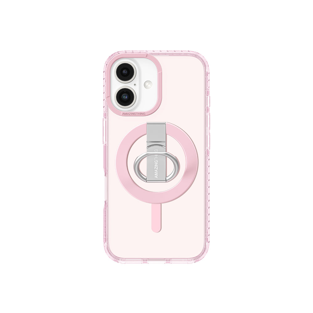 Apple iPhone 16 Plus Kılıf M-safe Şarj Özellikli Yüzük Standlı Amazingthing Titan Pro Serisi Kapak Siyah