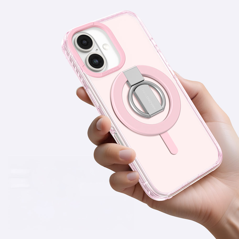 Apple iPhone 16 Plus Kılıf M-safe Şarj Özellikli Yüzük Standlı Amazingthing Titan Pro Serisi Kapak Siyah