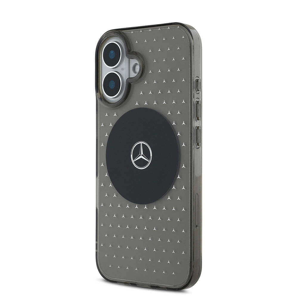 Apple iPhone 16 Plus Kılıf Mercedes Benz Orjinal Lisanslı M-safe Şarj Özellikli Yıldız Desenli Transparan Kapak Siyah