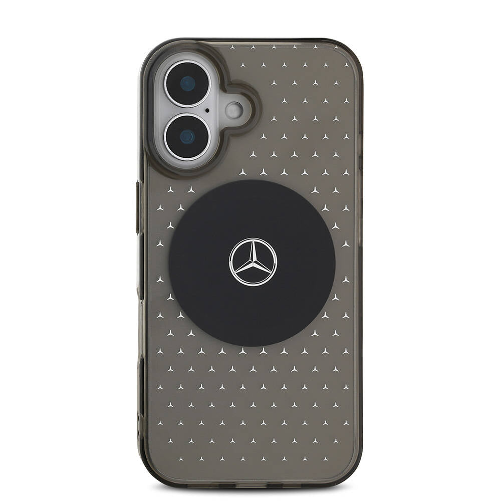 Apple iPhone 16 Plus Kılıf Mercedes Benz Orjinal Lisanslı M-safe Şarj Özellikli Yıldız Desenli Transparan Kapak Siyah