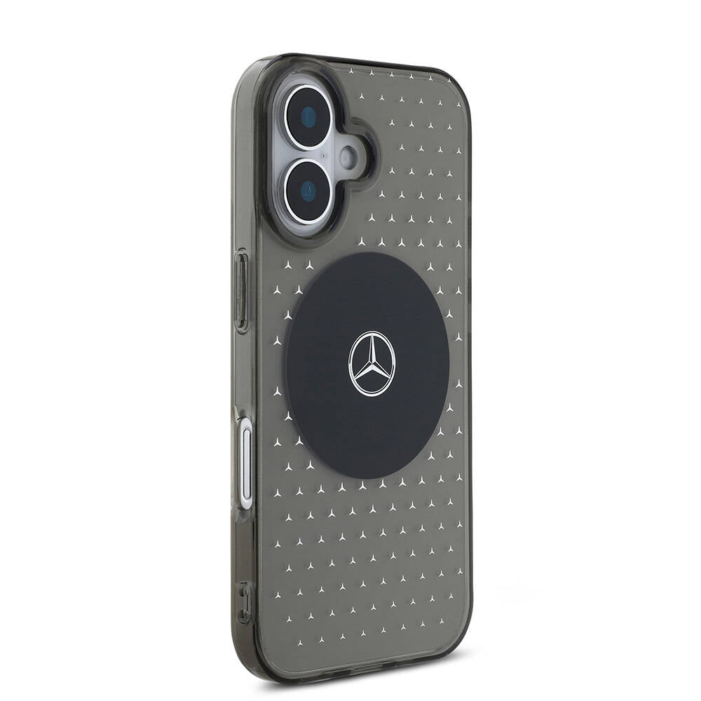 Apple iPhone 16 Plus Kılıf Mercedes Benz Orjinal Lisanslı M-safe Şarj Özellikli Yıldız Desenli Transparan Kapak Siyah