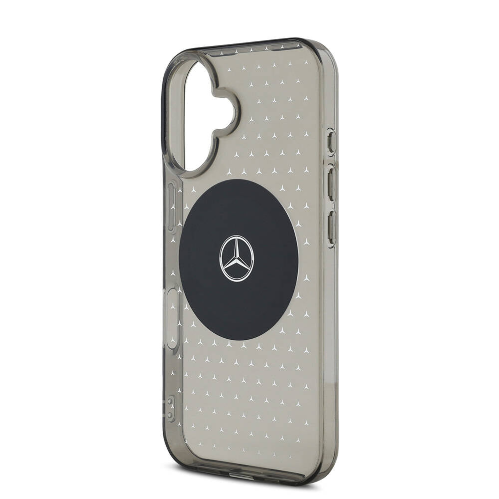 Apple iPhone 16 Plus Kılıf Mercedes Benz Orjinal Lisanslı M-safe Şarj Özellikli Yıldız Desenli Transparan Kapak Siyah