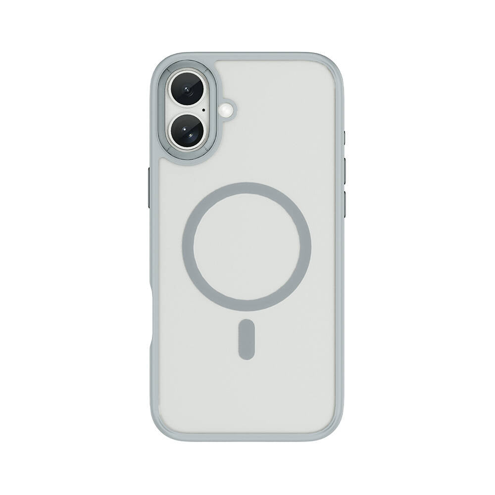 Apple iPhone 16 Plus Kılıf Wiwu FGG-012 ArmorPro Serisi M-safe Şarj Özellikli Parmak İzi Bırakmayan Kılıf Gri