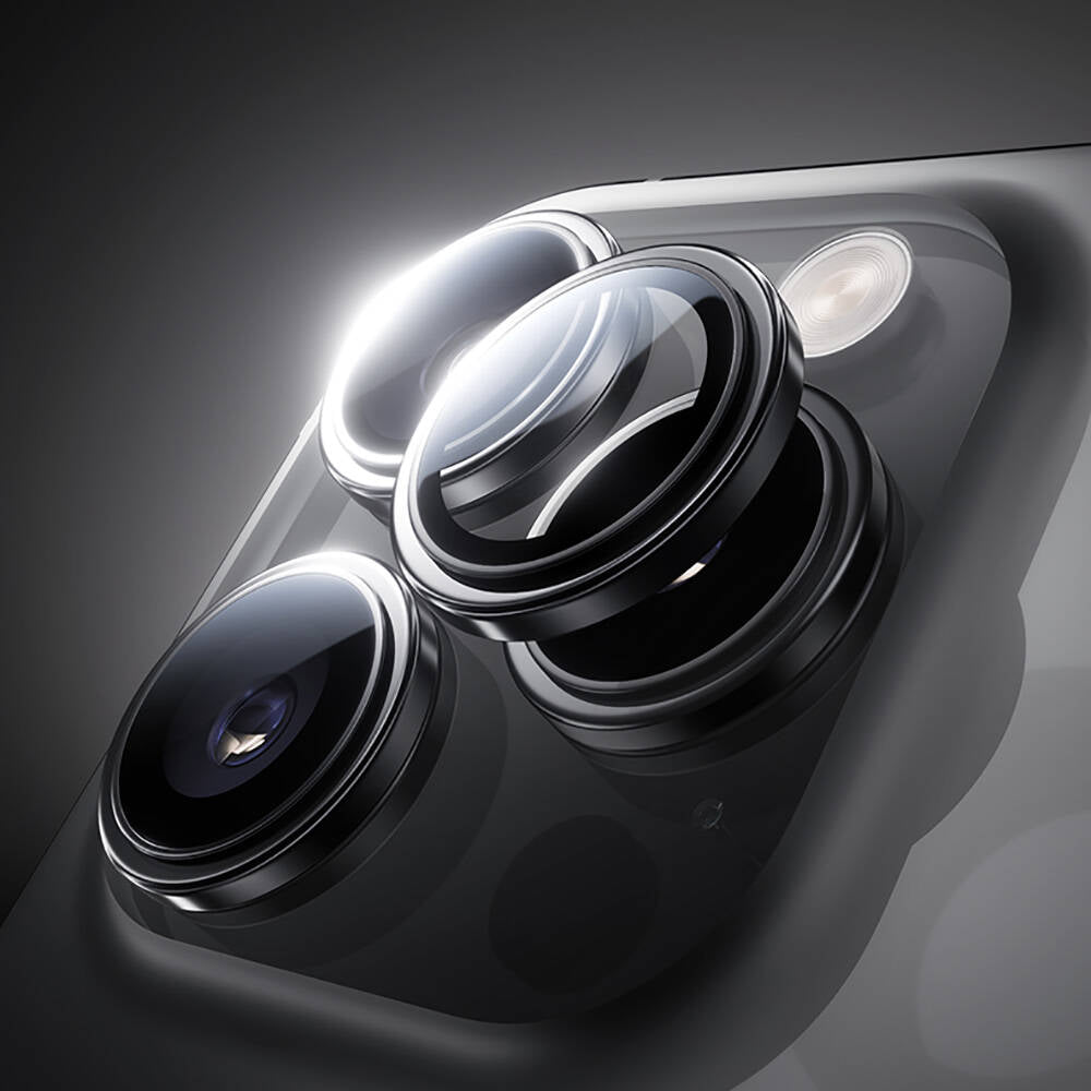 Apple iPhone 16 Pro Benks Parlama Önleyici Glass Warrior Metal Kamera Lens Koruyucu Siyah