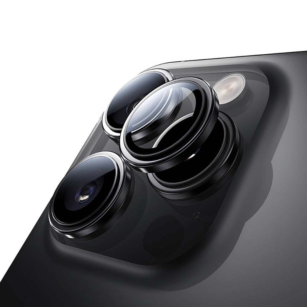 Apple iPhone 16 Pro Benks Parlama Önleyici Glass Warrior Metal Kamera Lens Koruyucu Siyah