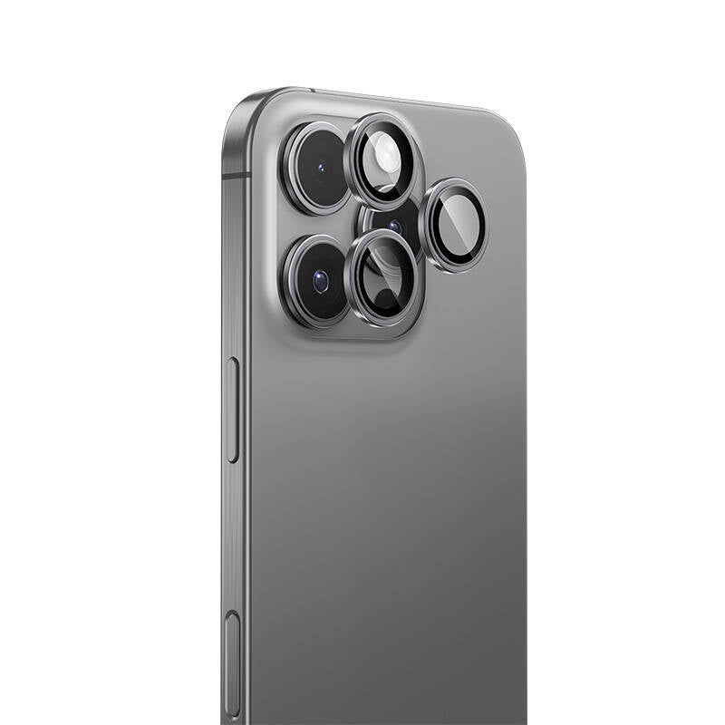 Apple iPhone 16 Pro Benks Parlama Önleyici Glass Warrior Metal Kamera Lens Koruyucu Titanyum-Gold