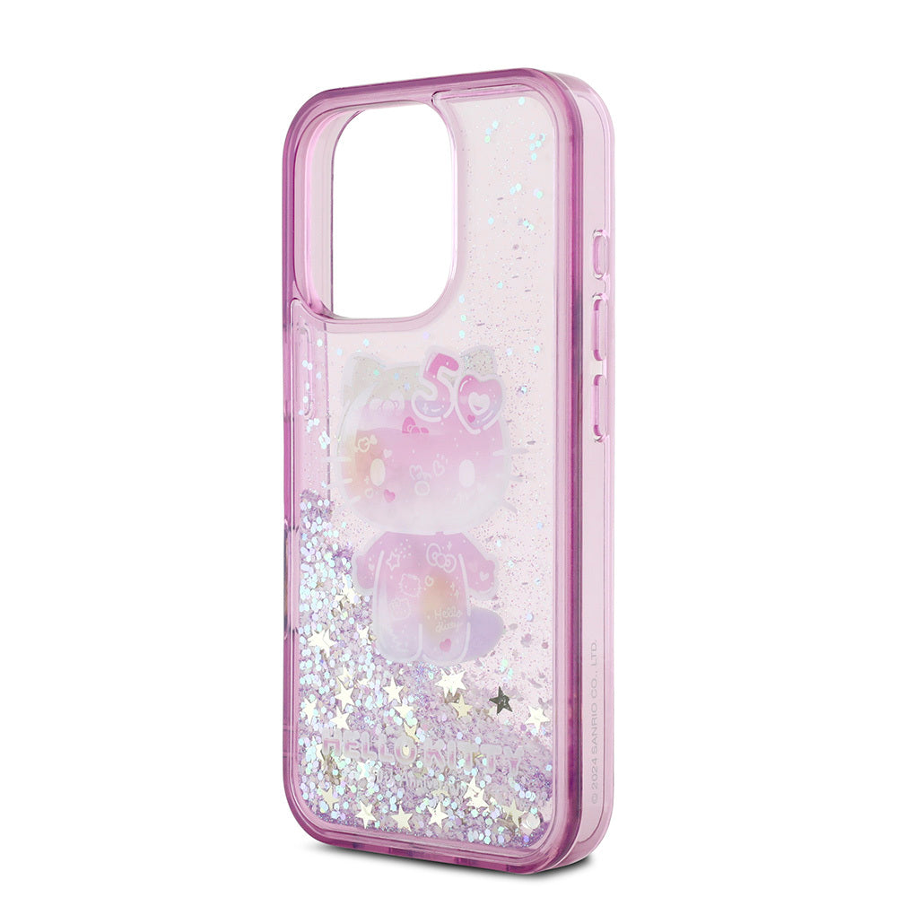 Apple iPhone 16 Pro Case Hello Kitty Original Licensed Liquid Silvery 50th Anniversary Party Cover Mor