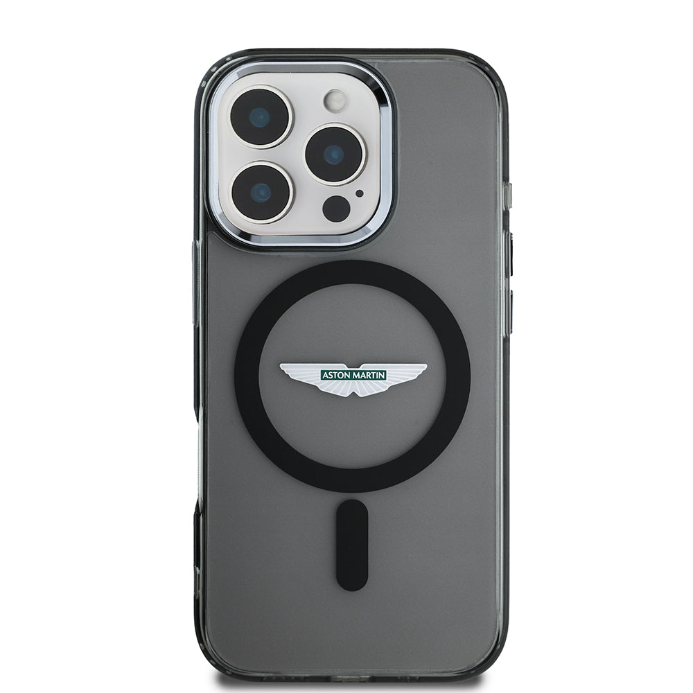 Apple iPhone 16 Pro Kılıf Aston Martin Orjinal Lisanslı M-safe Şarj Özellikli IML Baskı Logolu Buzlu Kapak