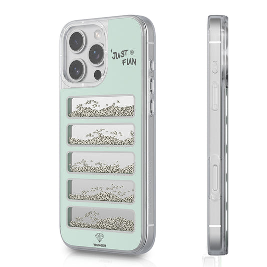 Apple iPhone 16 Pro Kılıf Aynalı ve Boncuklu Tasarım Youngkit Jump Serisi Kapak Açık Yeşil