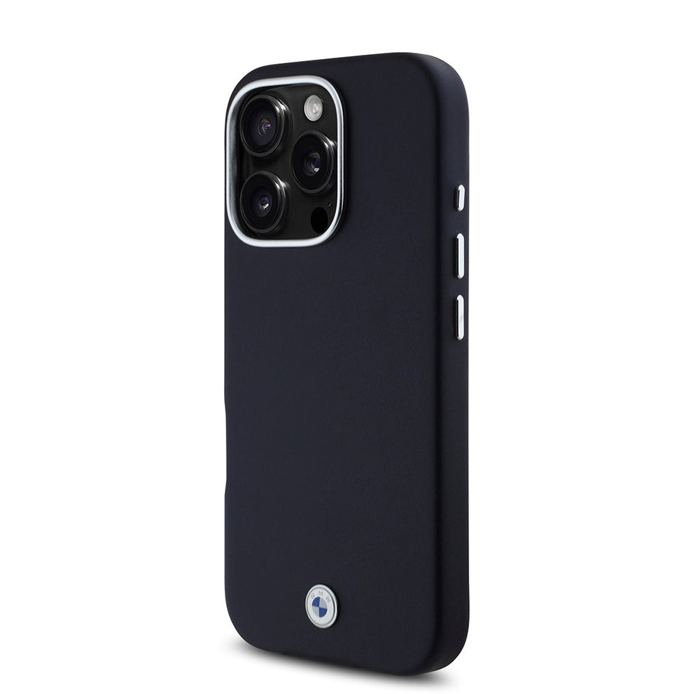 Apple iPhone 16 Pro Kılıf BMW Orjinal Lisanslı M-safe Şarj Özellikli Metal Logolu Tam Kaplama Deri Kapak Lacivert
